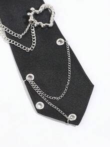 1PC Women's Fashion Heart Chain Decor Simple Tie Suitable For Dating And Daily Wear - Multicolor - View 4