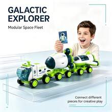 Set Mainan Eksplorasi Luar Angkasa Anak-Anak dengan Model Kendaraan Luar Angkasa, Roket, dan Pesawat yang Dapat Dilepas, Mendukung Kombinasi Bebas, Tidak Membutuhkan Baterai, Digerakkan oleh Inersia, Cocok Sebagai Hadiah Ulang Tahun untuk Anak Laki-laki dan Perempuan Usia 3 Tahun ke Atas - MultiWarna - View 3