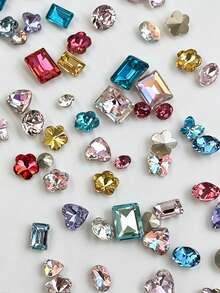 Dopamine Mini Glass Rhinestones For Nails, Face Makeup, Phone Case Crafting -Pointed Back Nail Crystals Gems Stones For Face,Colorful Crystals For Scrapbooking Decor DIY(3-8mm) - Multicolor - View 5