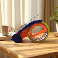 2 Inch (5cm) Blue & Orange ABS Plastic Tape Dispenser Base, Heavy Duty Metal Serrated Blade Tape Cutter, Handheld Carton Sealing Tool, Suitable For Shipping, Moving, Warehouse Packaging And Sealing Work, Includes 1 Roll Random Tape - Multi-color - View 5