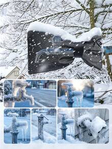 1pc Outdoor Faucet Cover, Used For Winter Freeze Protection, Pipe Insulation And Backflow Prevention, Essential For Severe Winter - Black - View 7