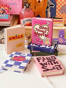 1pc Pocket Notebook, Vintage Hard Cover A7 Size, Mini Portable 96 Sheets Line Pages Diary Memo Office School Book, Back To School Gift - Multi Colors - View 2