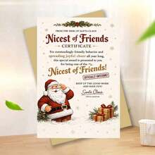 1 Greeting Card + 1 Envelope, Cheerful Christmas Card With Santa And Gifts "Best Friends", Suitable For Close Friends, Classic Winter Holiday Style - Multicolor - View 9
