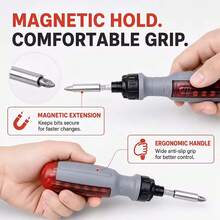 12-In-1 Professional Magnetic Ratchet Screwdriver, Multi-Function Precision Screwdriver Set Tool All-In-One, Portable Multi-Purpose Screwdriver, Hidden Storage Compartment Design, Includes Flat/Hex/Torx/Square Bits, Compact Storage And Easy To Organize, Effectively Saves Storage Space, Suitable For Car And Home Repair - Ratchet Screwdriver - View 12