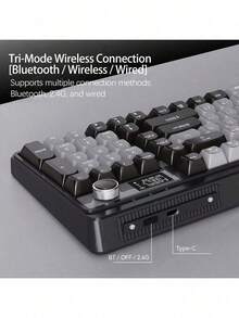 Acer OKW 222 Multi-Functional Keyboard, Tri-Mode Switching, Real-Time Battery Monitoring, Compact Silent Structure, High-Performance For Office And Gaming, Multi-System Compatibility, Black - View 5