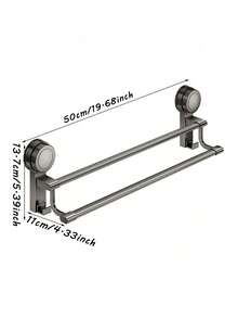 Bathroom Suction Cup Towel Rack, No-Drill Adhesive Installation, Double Bar Towel Rack, No-Drill Wall-Mounted Bathroom Towel Rack, No-Drill Wall-Mounted Towel Hooks, Suitable For Bathroom And Kitchen, Double Bar Towel Rack With Hooks, Modern Design Style - Multicolor - View 15