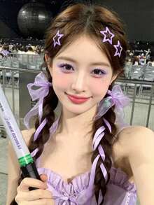 50/100pcs Cute Hollow Star Hair Clips, Colorful Dopamine Style, Sweet Y2K Aesthetic Hair Accessories, Fashion Hair Clips, Assorted Colors - Multicolor - View 9