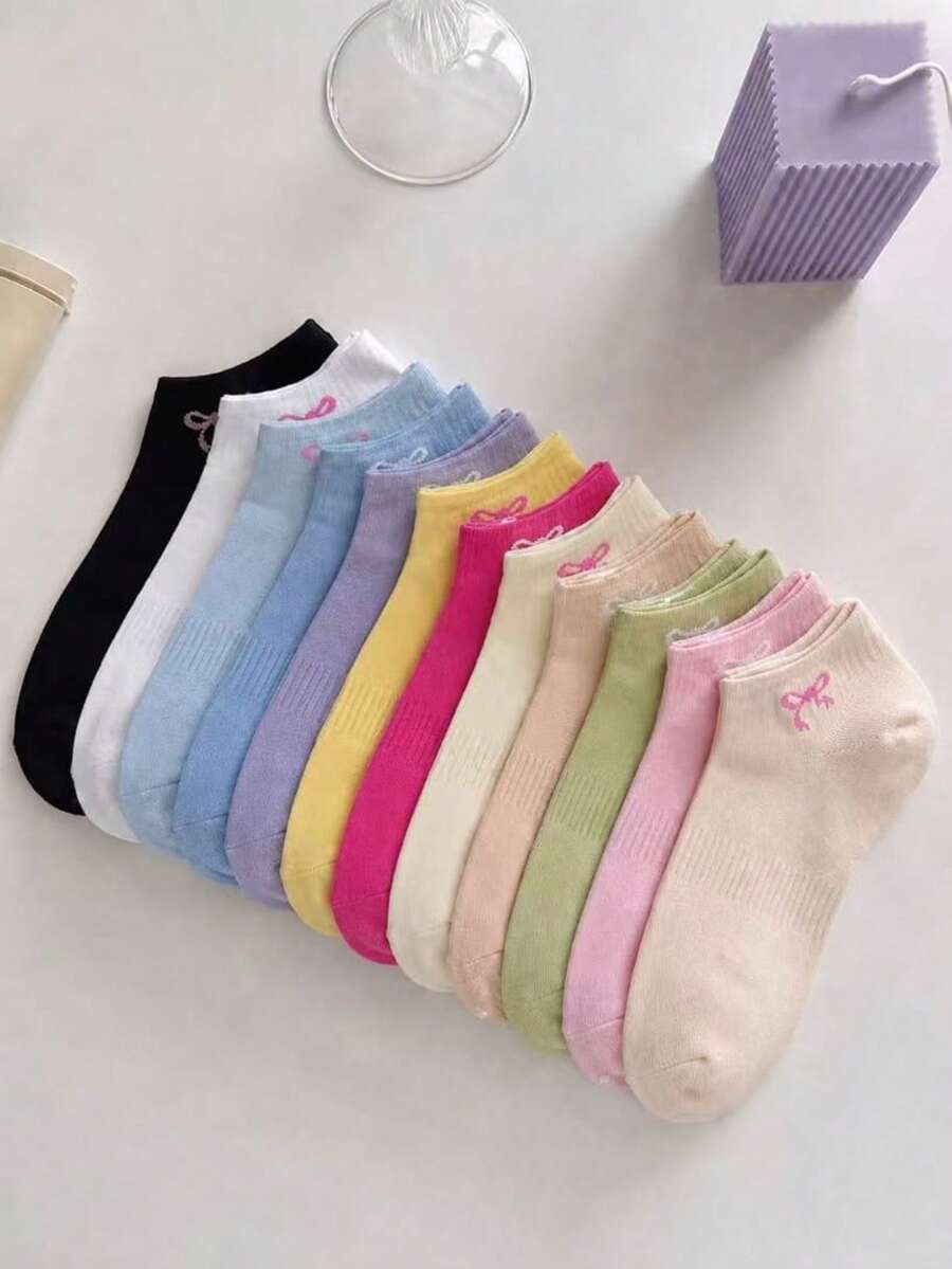 Women's Invisible Short Socks With Cartoon Pattern, Breathable Moisture-Wicking Soft, Suitable For Sports Business Daily Wear All Year Round, Random Color - Multicolor - View 1