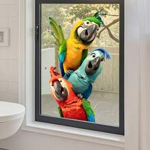 1pc Tropical Color Parrot Glass Paste Three-Dimensional Effect Bathroom Window Creative Beautification Decorative Parts - Multi-color - View 3