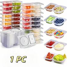 1/20/40pcs Reusable Snack Sauce Fruit Food Storage Containers With Lids, Dual Compartment Leak-Proof Sealed, PP Material, Portable Meal Camping Use, Freezer- Divided Storage Box, Kitchen Spice Seasoning Organizer, Meal Prep Essential - Clear - View 14