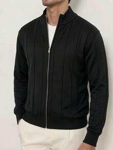 ZYNTH BALENO Men's Fashion Striped Slim Fit Cardigan Long Sleeve Sweater, Suitable For Gym Workouts Sports - Black - View 4