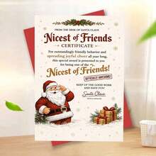 1 Greeting Card + 1 Envelope, Cheerful Christmas Card With Santa And Gifts "Best Friends", Suitable For Close Friends, Classic Winter Holiday Style - Multicolor - View 8