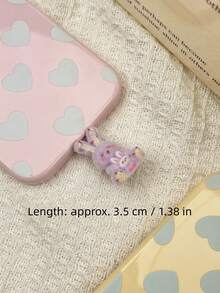 1PC Flocked Resin Cute Rabbit Phone/Tablet Charging Port Dustproof Waterproof Decorative Plug - Multicolor - View 2