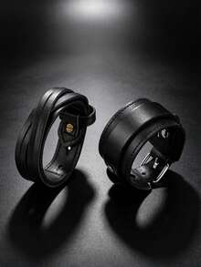 2pcs Black Motorcycle Style Fashion Punk Bracelet, Suitable For Men's Daily Riding And Sports Wear, Exquisite Bracelet Set For Men - Black - View 1