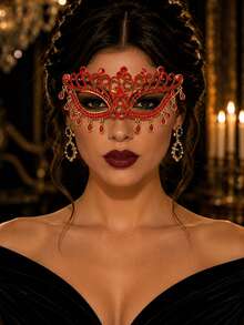 KOVLYNE 1pc Women's Rhinestone Masquerade Mask, Shiny Gold Butterfly Eye Mask, Suitable For Carnival, Masquerade Ball, Party, Halloween And Special Occasions - Multicolor - View 3