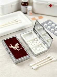 Red Vintage Angel Girl Birthday Pill Box, 7-Day Weekly Vitamin Dispenser, Also Suitable As Jewelry Box, Lightweight And Portable For Daily Medication And Travel, Designed For Women Who Value Health And Ritual, Perfect Birthday And Holiday Gift For Yourself Or Loved Ones, Adds Warmth And Healing To Daily Storage And Health Management With Vintage Angel Design And Practical Function - Multicolor - View 9