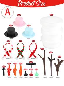 36pcs DIY Christmas Snowman Handmade Button Set, Includes Carrot Nose Buttons, Black Magician Hat Buttons And Pine Tree Buttons, Suitable For Christmas Party Decoration - Multiple Styles - View 3