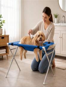 1pc Pet Grooming Bath Rack, Mesh Bathing Platform, Foldable Metal Structure With Quick-Dry Surface And Strap, Suitable For Pet Cleaning, Care, Travel Grooming, Foldable Metal Structure With Quick-Dry Surface And Strap For Pet Cleaning And Care - 60cm X 30cm - View 2