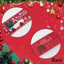 Wired Christmas Linen Ribbon, Christmas Tree Snowflake Truck Print Fabric Ribbon, Large Roll Ribbon For Sewing DIY Handmade Gift Wrapping, Christmas Wreath Making And Holiday Decoration Supplies - Multicolor - View 7