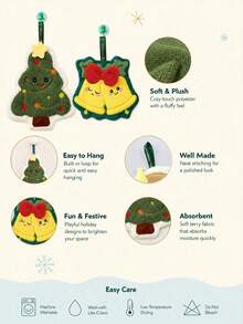 1pc/4pcs-Christmas Theme Hand Towel Christmas Tree Gingerbread Man Bell Santa Claus Decorative Towel Super Absorbent Soft No Shedding Multi-Purpose - Multicolor - View 3
