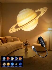 1pc USB Planet Mini Projector Light, 360° Rotating Decorative Lamp, Create Enchanting Atmosphere, Portable USB Powered LED Projector Light, Lighting, Lamp, Bedroom Lighting, Birthday, Party, Photography Lighting, Light, Projector, Stars In The Night Sky, Event, Suitable For Wall And Ceiling Decoration, Bedroom, Room, Room Decoration, Create LED Starry Romantic Atmosphere, - Mini Projector - View 7