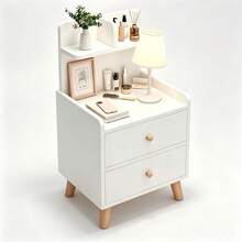 1pcs MultiLayer Storage Cabinet, Multifunctional Nightstand, Practical Side Cabinet, Large Capacity, Sturdy Construction, Suitable For Indoor, Bedroom, Bedside - White - View 4