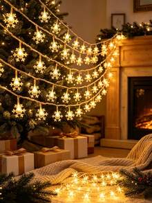 1pc 1.5/3/6m Indoor Decoration Snowflake Light String,Battery Power Supply,Christmas Room Decor, Bedroom Decor, Wall Decor And Desktop Decor Snowflake Light String,Christmas Party, Christmas Tree Decoration Light String,Winter Decor Snowflake Lights - Snowflake - View 4