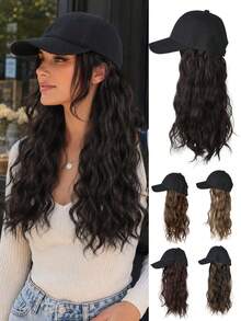 Baseball Cap Paired With Long, Curly Hair, A Stylish Hat And Hair Accessory, Suitable For Women's Everyday Casual Wear, Available In Multiple Colors. - Multicolor - View 1