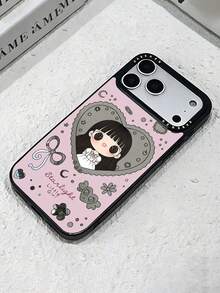 1pc Makeup Mirror Phone Case, Heart & Bow Girl Personalized Pattern Full Coverage Anti-Drop Phone Case Compatible With Apple 17 16 15 14 13 12 11 Pro Max - Multicolor - View 4
