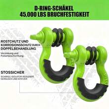 GOCAPTAIN 10T Offroad Bergungsset für LKW & Geländewagen – Schwerlast Snatch Block Umlenkrolle, 3" x 8' Tree Saver Gurt, 2 D-Ring Schäkel, Winch Zubehör, Aufbewahrungstasche – Robustes Recovery Kit - Grün mit 20-Fuß-Abschleppseil - Übersicht 4