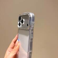 Transparent Rhinestone Water Ripple Phone Case, Ins Style Light & Shadow Flowing Premium Feel, TPU Soft Edge Non-Yellowing Full Coverage Shockproof Protective Cover For 18 Pro Max/18 Pro/18/Duo/17/Air/16/15/14/13 Series - Clear - View 3