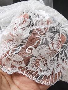 1 Set 2pcs Luxury White Floral Embroidered Sheer Mesh Bra & Panty Set, Comfortable Daily Women's Lingerie - White - View 6