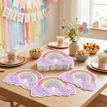 Rainbow Cloud Shaped Paper Napkins, Pastel Rainbow Disposable Napkins For Baby Shower, Birthday Party, Rainbow Theme, Unicorn Party, Table Decorations - Rainbow - View 5