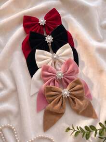 2/6/10pcs Sunflower Velvet Bow Hair Clips, Sweet Hair Accessories - Suitable For Girls And Women, Perfect For Daily Wear, Travel, Vacation, And Dates - Multicolor - View 3
