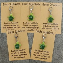 5pcs/10pcs Lucky Turtle Enamel Keychain, Lucky Turtle German Blessing Card, Lobster Clasp Bag Charm Good Luck Gift - Multicolor - View 1