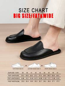 Dép Mule Loafer da nam size lớn mũi kín, kiểu dép lê không lưng dáng thoải mái, đường may gia cố và lót thân thiện với da - màu đen - Xem 15