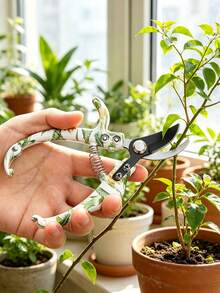 1pc Curved Pruning Shears SK5 Steel Blade Floral Print Handle Bypass Secateurs Precision Garden Clippers Spring Loaded For Bonsai Fruit Picking Potted Plants Trimming (Free Cardboard Packaging) - A - View 5