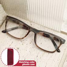 4Pcs Large Frame Rectangular Reading Glasses, Color Block Design, Comfortable Spring Hinges, Suitable For Women's Daily Reading, Comes With High-Quality Glasses Storage Bag - White - View 5