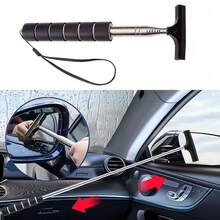 1PC Cochebar Car Rearview Mirror Wiper - Retractable Multi-Function Glass Cleaner With Extendable Handle, Durable Stainless Steel And Natural Rubber, Available In Black/Pink/Orange/Green/Blue - Telescopic - View 2