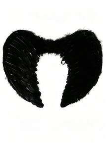 1pc Halloween Party Costume Prop Black & White Angel Demon Wings For Masquerade Party - Multicolor - View 7