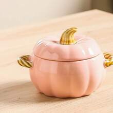 Ceramic Pumpkin Bowl With Lid And Handle, Cute Autumn Orange Pumpkin Design, Suitable For Soup Bowl, Ceramic Container Canister, Perfect For Holding Desserts And Cookies, Halloween/Thanksgiving/Autumn Decor And Gift - View 14