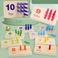 Children's Wooden Number Counting Peg Board Math Toy, Thickened 1-10 Double-Sided Number Board, 55 Colorful Counting Pegs, Preschool Educational Toy - Multicolor - View 13