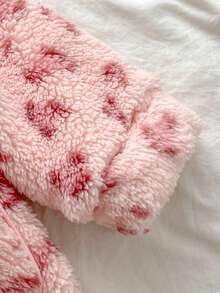 Baby Girls Winter Jacket INS Style Pink Leopard Print Double Layer Fleece Zipper Jacket With Dual Pocket Design - Pink - View 4