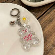 1pc Korean Style Cute Transparent Resin Gummy Bear Pendant, With Cherry/Flower Charm, Y2K Dopamine Glitter Bear Bag Decoration, Suitable For Backpack Keyring - Multicolor - View 8
