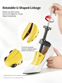 QKC 1pc Yellow Anti-Wrinkle Shoe Tree, Shoe Expander Fixator, PP+Iron Combination Adjustable Shoe Support, Suitable For High-End Leather Shoes, Boots. - Yellow - View 3