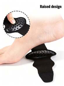 1 Pair Black Unisex One Size Arch Support Shock Absorbing Invisible Half-Size Shoe Insoles - Black - View 6