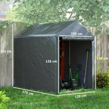 Garden Shed, Storage Tent, Robust & Weatherproof, Steel Frame, 1.2x1.8x1.6m, Dark Grey - Dark Grey - View 3