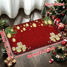 1/2/3pcs Christmas Theme Kitchen Rug, Flannel Kitchen Rug, Comfortable Soft Absorbent Non-Slip Machine Washable With Backing, Multi-Functional Home Floor Mat, Suitable For Entryway, Living Room, Bedroom, Kitchen, Dining Room, Bathroom, Laundry Room, Patio, Hallway, Holiday Christmas Decoration Mat - Multicolor - View 15