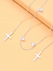 1pc New Cross Face Chain, Unique Design Mask Chain, Ear & Nose Bridge Chain, Party Photo Accessory - Silver - View 4
