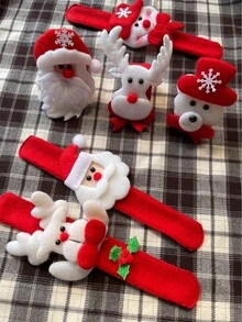 10pcs Christmas Themed Hand Clappers, Featuring Santa Claus, Snowman And Reindeer Patterns, Suitable For Holiday Decoration And Accessories, Perfect For Christmas Parties And Gift Exchanges, Fit For Everyone - Random Shipping - View 7